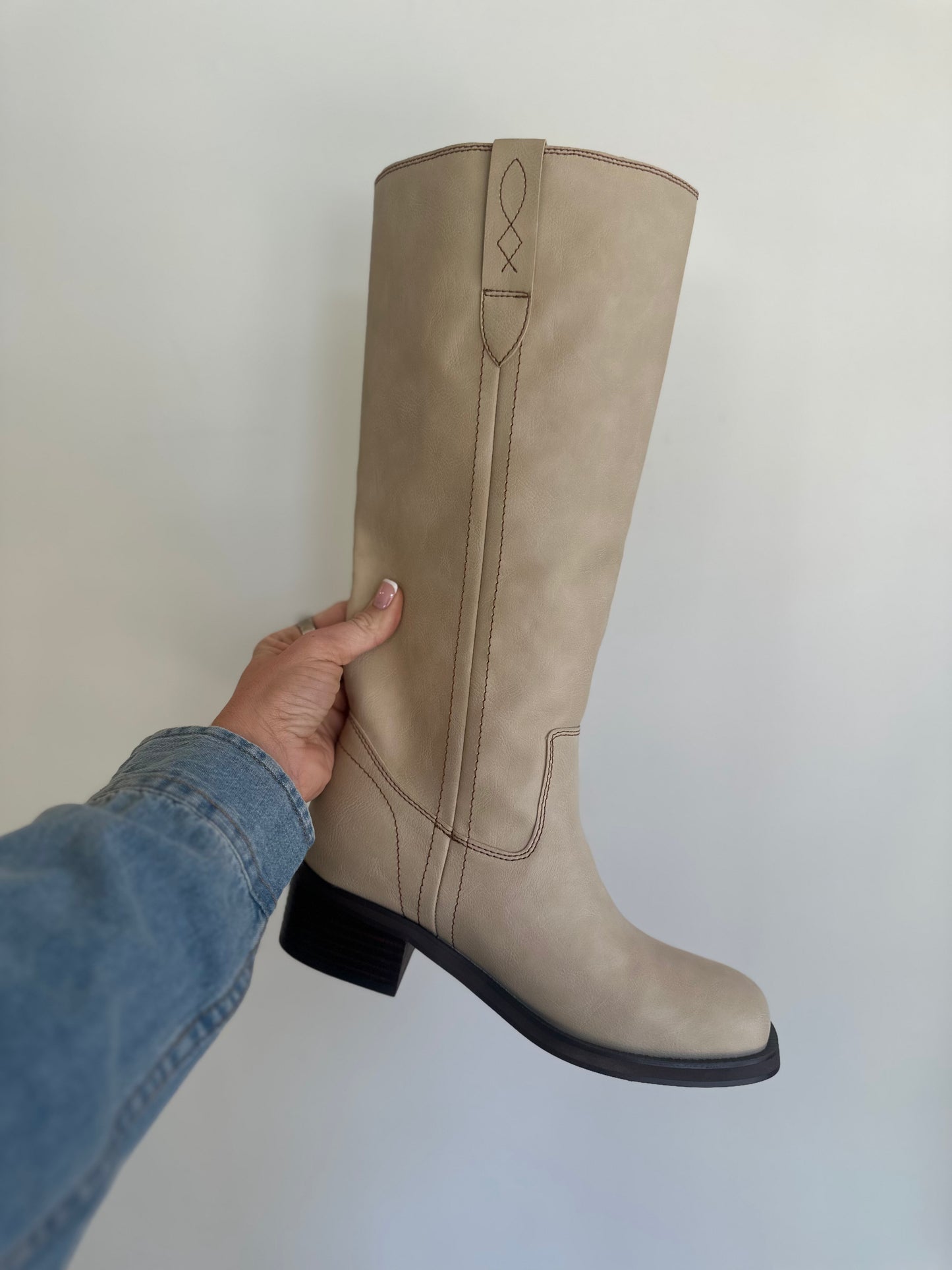 Pearl Square Toe Heeled Riding Boot