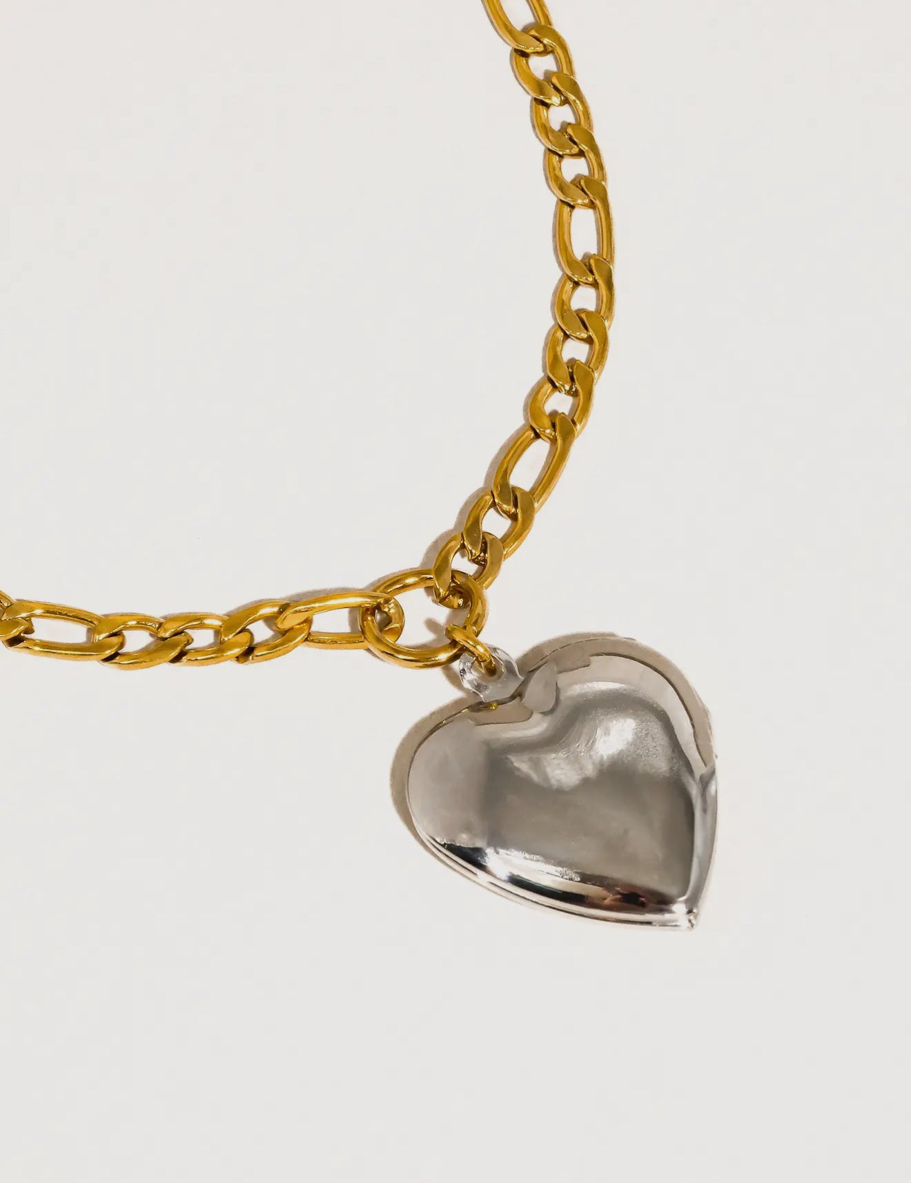 Heidi 18K Gold Non-Tarnish Two Tone Heart Locket Necklace
