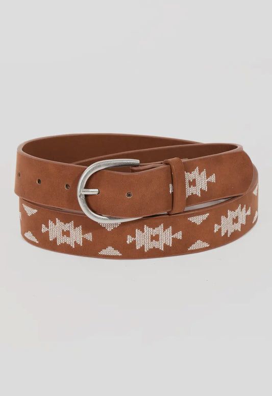 Western Boho Embroidered Pattern Belt