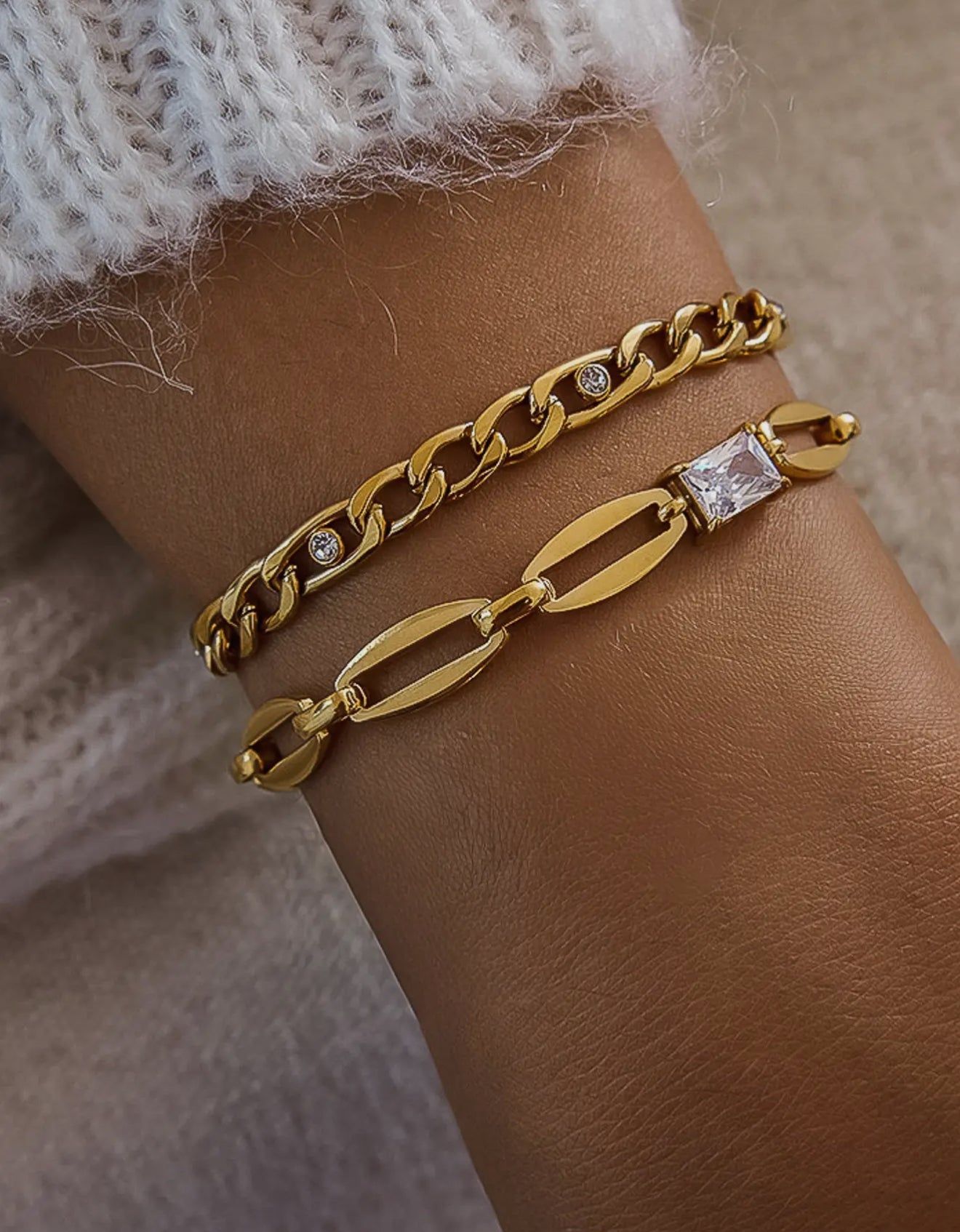 Melrose 18K Gold Non-Tarnish Link Chain Cz Bracelet