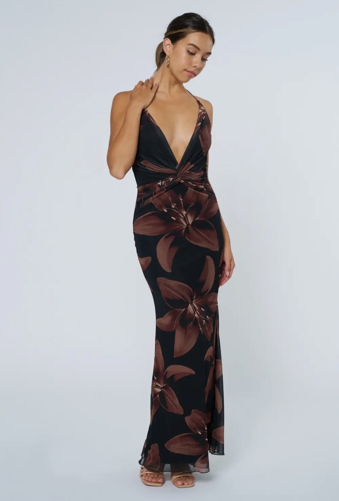 Selani Floral Halter Maxi Dress