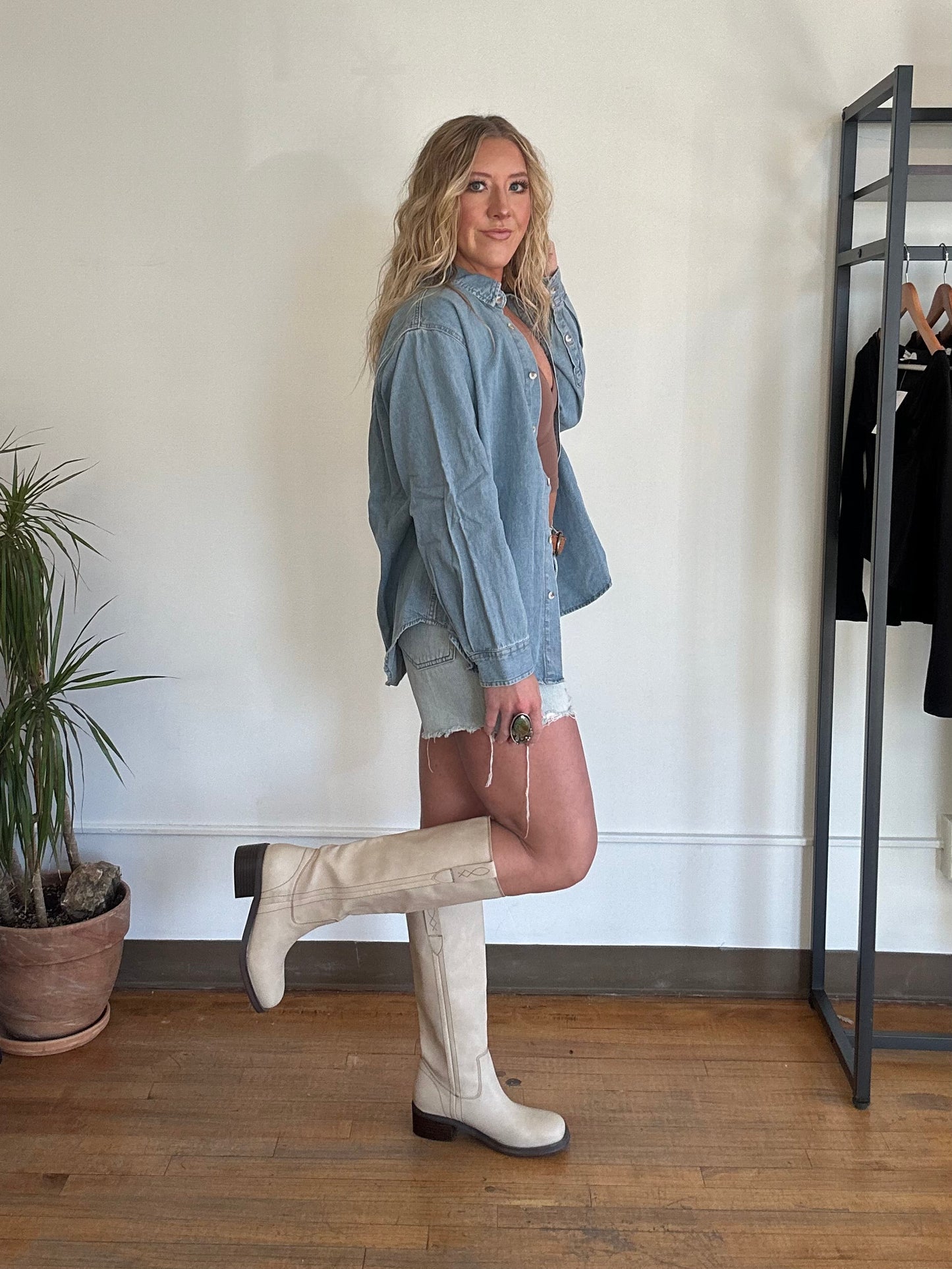 Pearl Square Toe Heeled Riding Boot