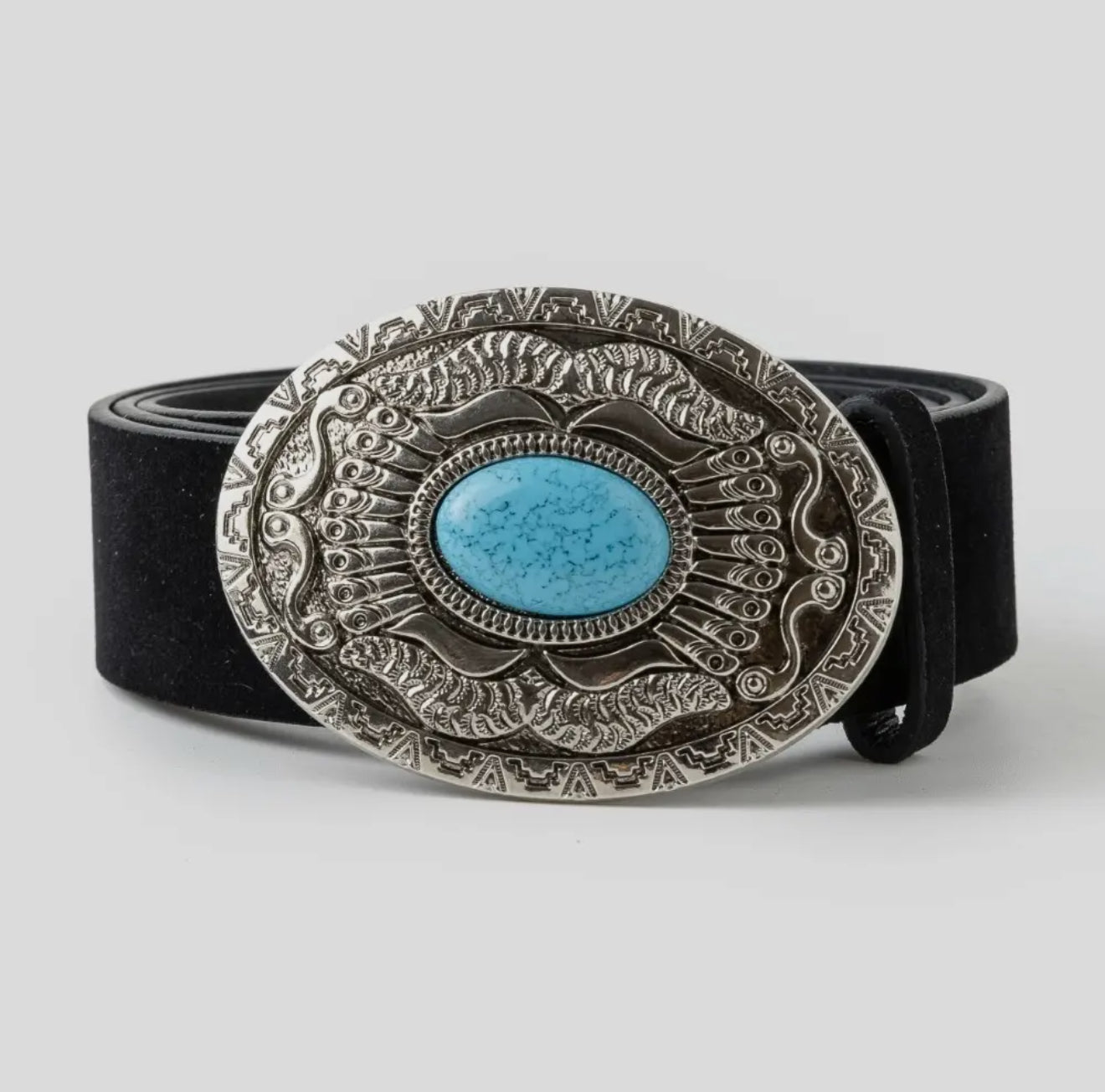 Oval Western Concho Oversized Buckle Belt