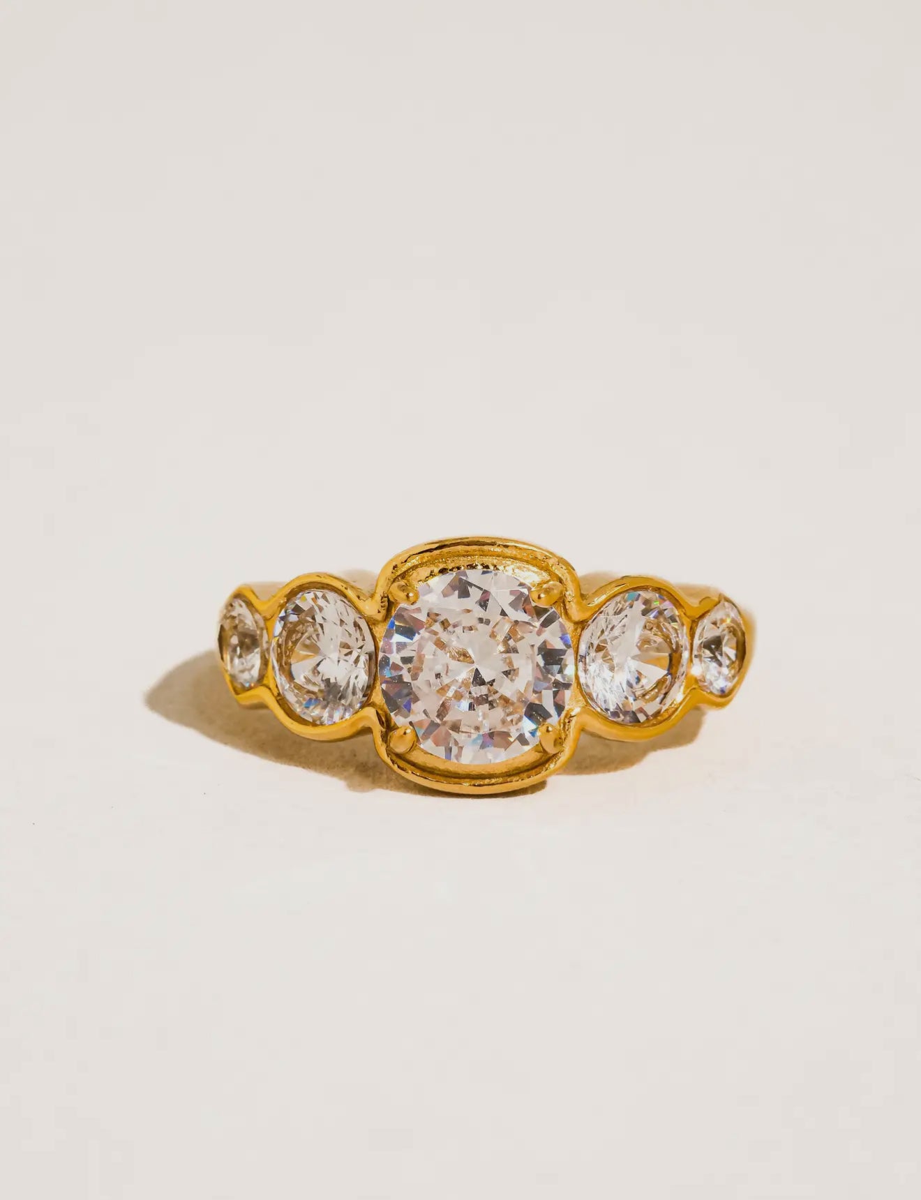 Irid 18K Gold Non-Tarnish Multi Cz Statement Ring
