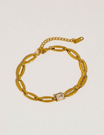 Melrose 18K Gold Non-Tarnish Link Chain Cz Bracelet
