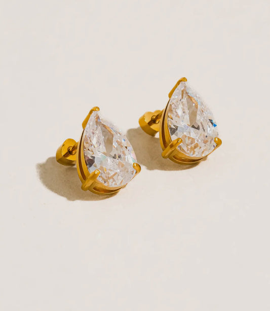 Avenn 18K Gold Non-Tarnish Round Cz Flat Back Earrings