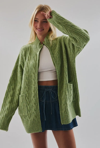 Olive Cable Knit Sweater