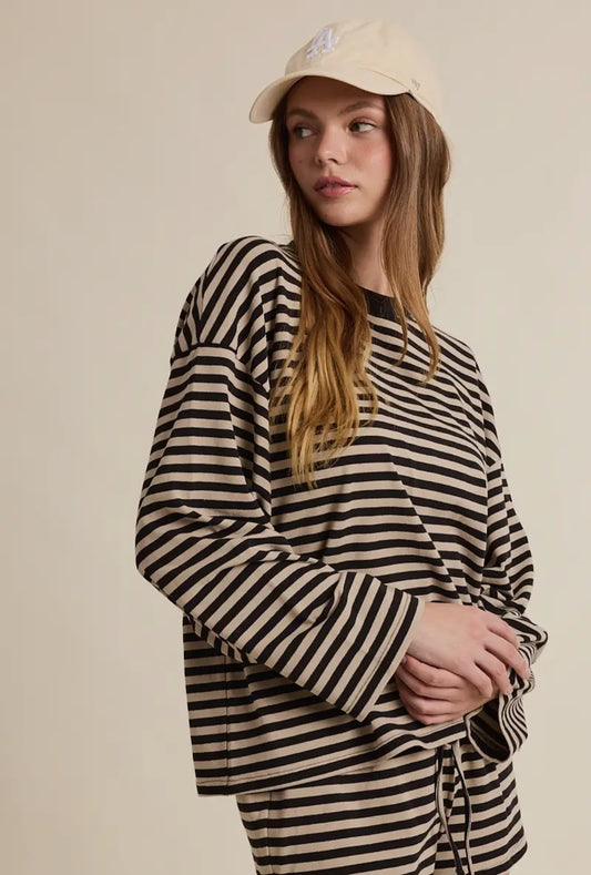 Oversized Stripe Crewneck Top