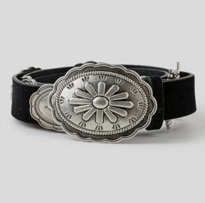 Western Oval Floral Buckle Belt