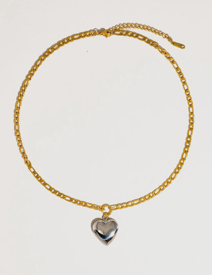 Heidi 18K Gold Non-Tarnish Two Tone Heart Locket Necklace