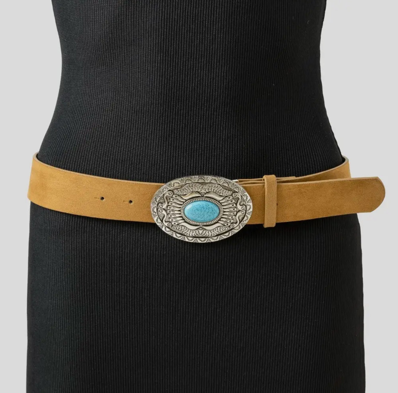 Oval Western Concho Oversized Buckle Belt