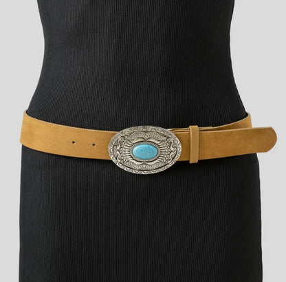 Oval Western Concho Oversized Buckle Belt