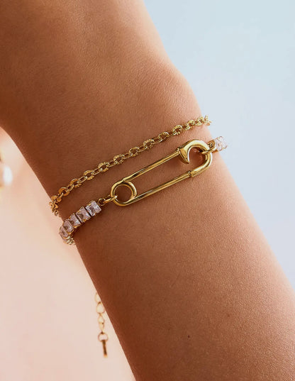 Acier 18K Gold Non-Tarnish Glam Rhinestone Clip Bracelet