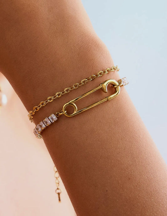 Acier 18K Gold Non-Tarnish Glam Rhinestone Clip Bracelet