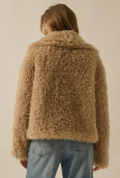 Faux Fur Shawl-Collar Jacket