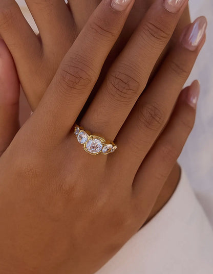 Irid 18K Gold Non-Tarnish Multi Cz Statement Ring