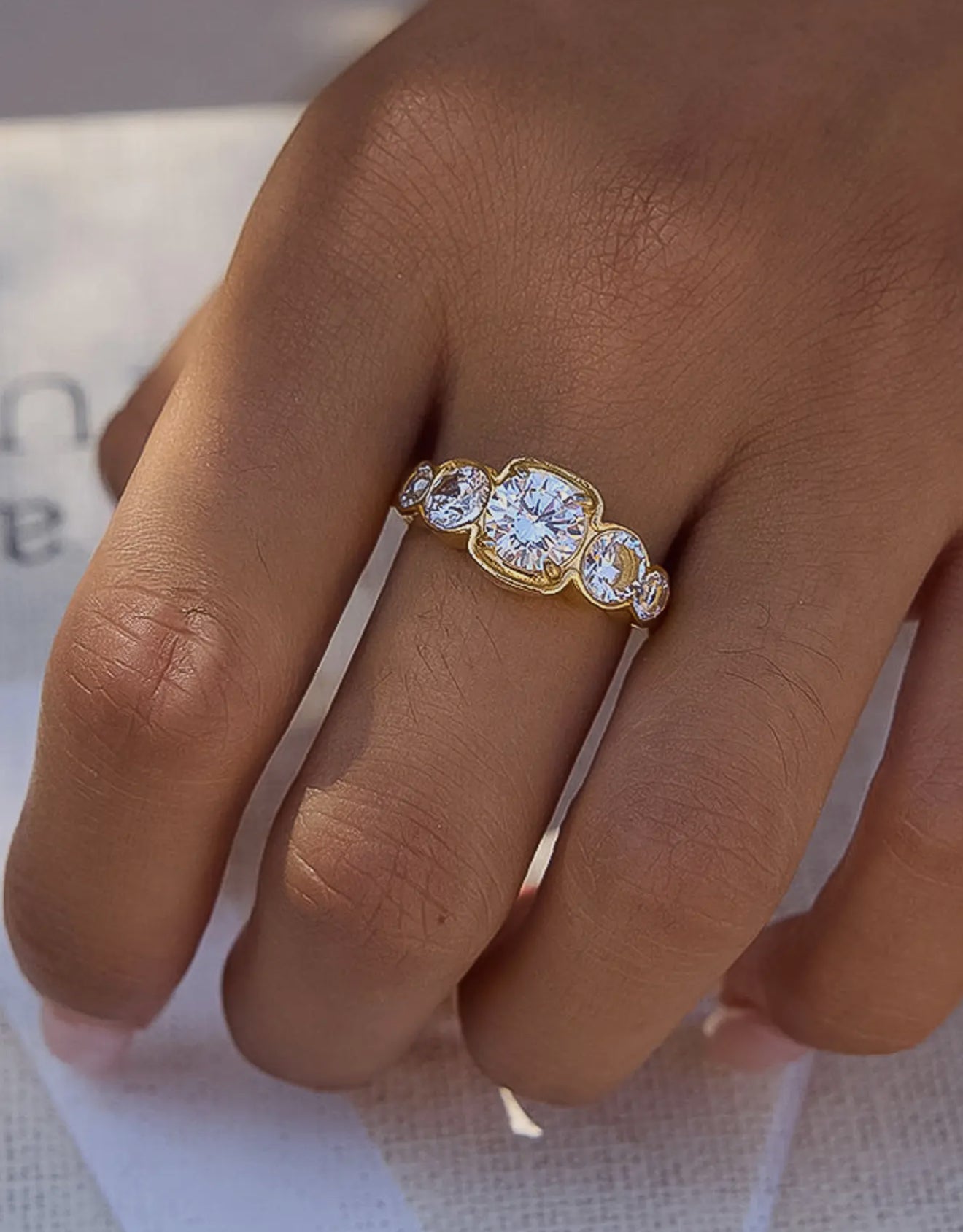 Irid 18K Gold Non-Tarnish Multi Cz Statement Ring