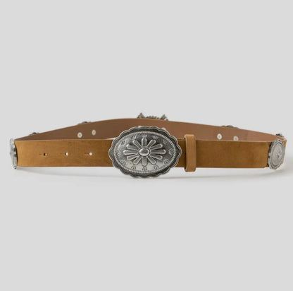 Western Oval Floral Buckle Belt