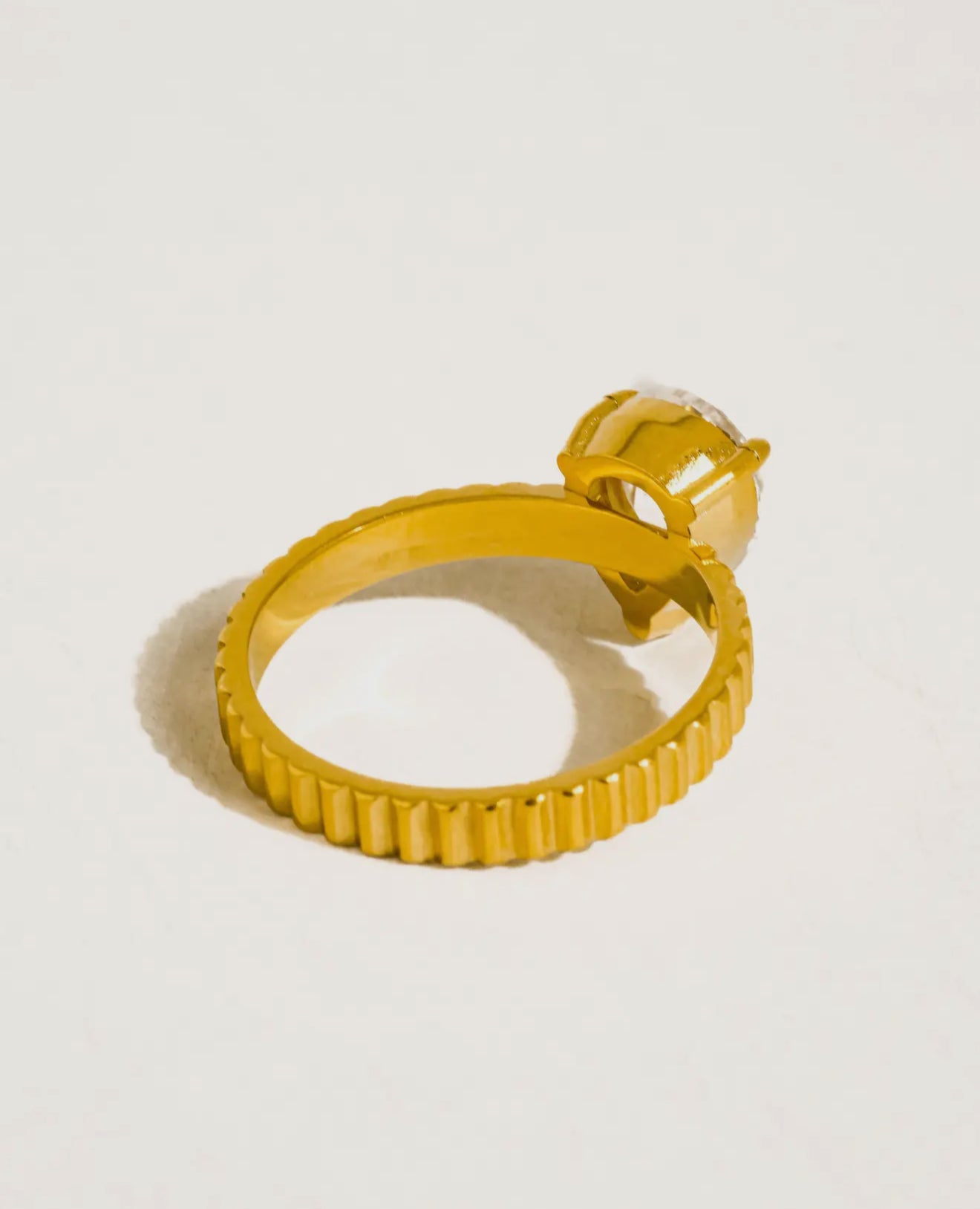 Emberlace 18K Gold Non-Tarnish Statement Pear Stone Ring