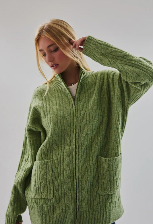 Olive Cable Knit Sweater