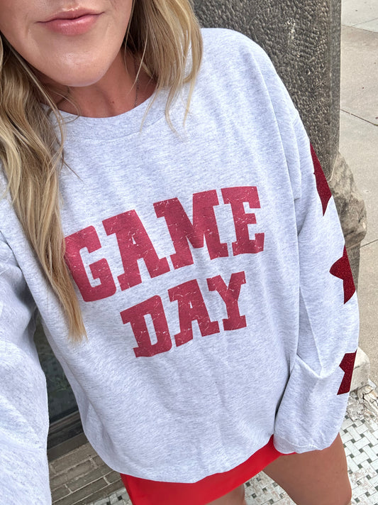 Red Game Day Star Crewneck