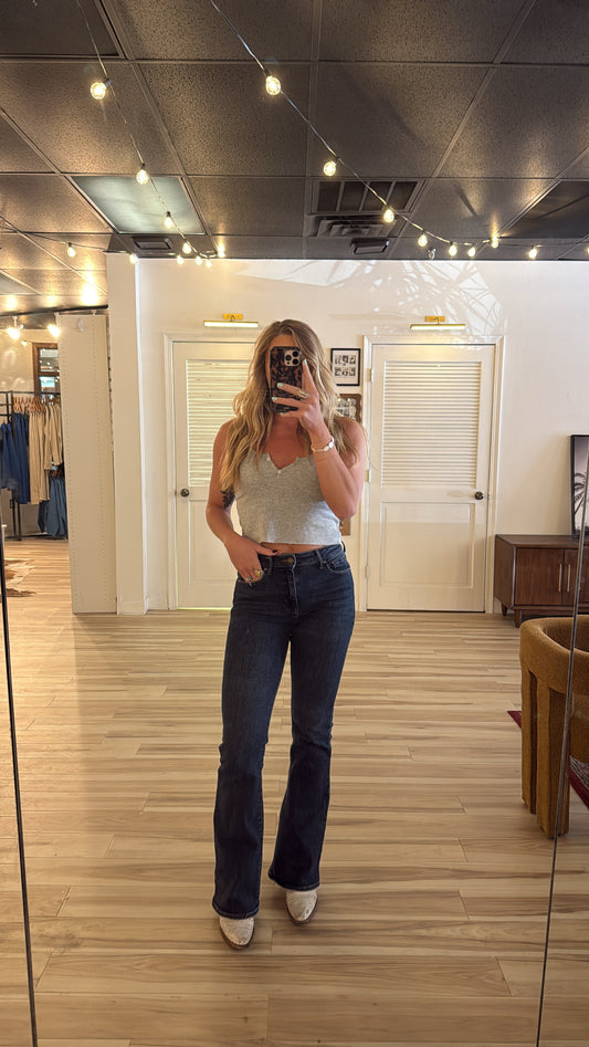 Dark Wash Skinny Flare