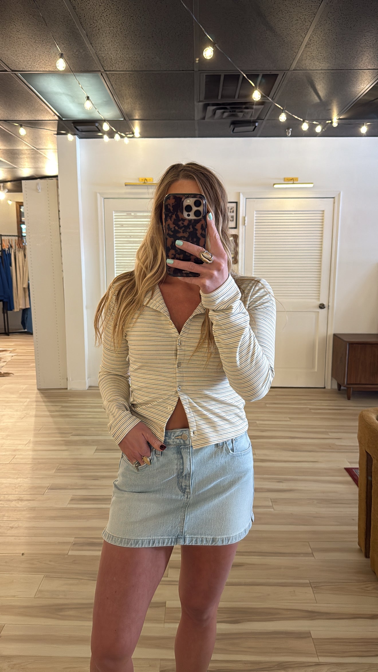 Light Wash Micro Skirt with Slit