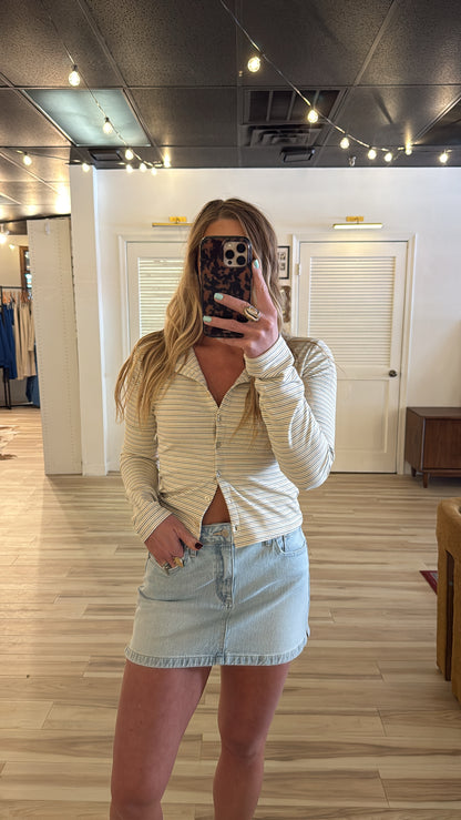 Light Wash Micro Skirt with Slit