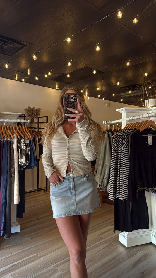 Light Wash Micro Skirt with Slit