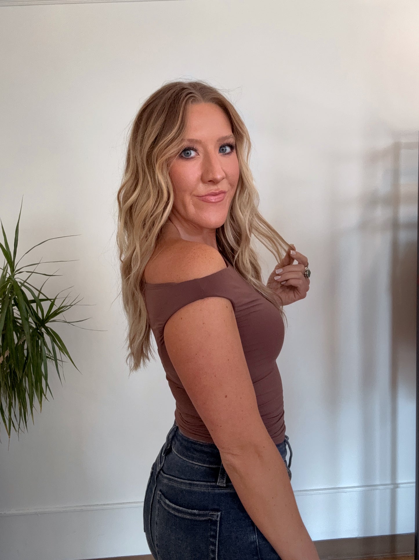 Buttery Assymetrical Neckline One Shoulder Tank Top