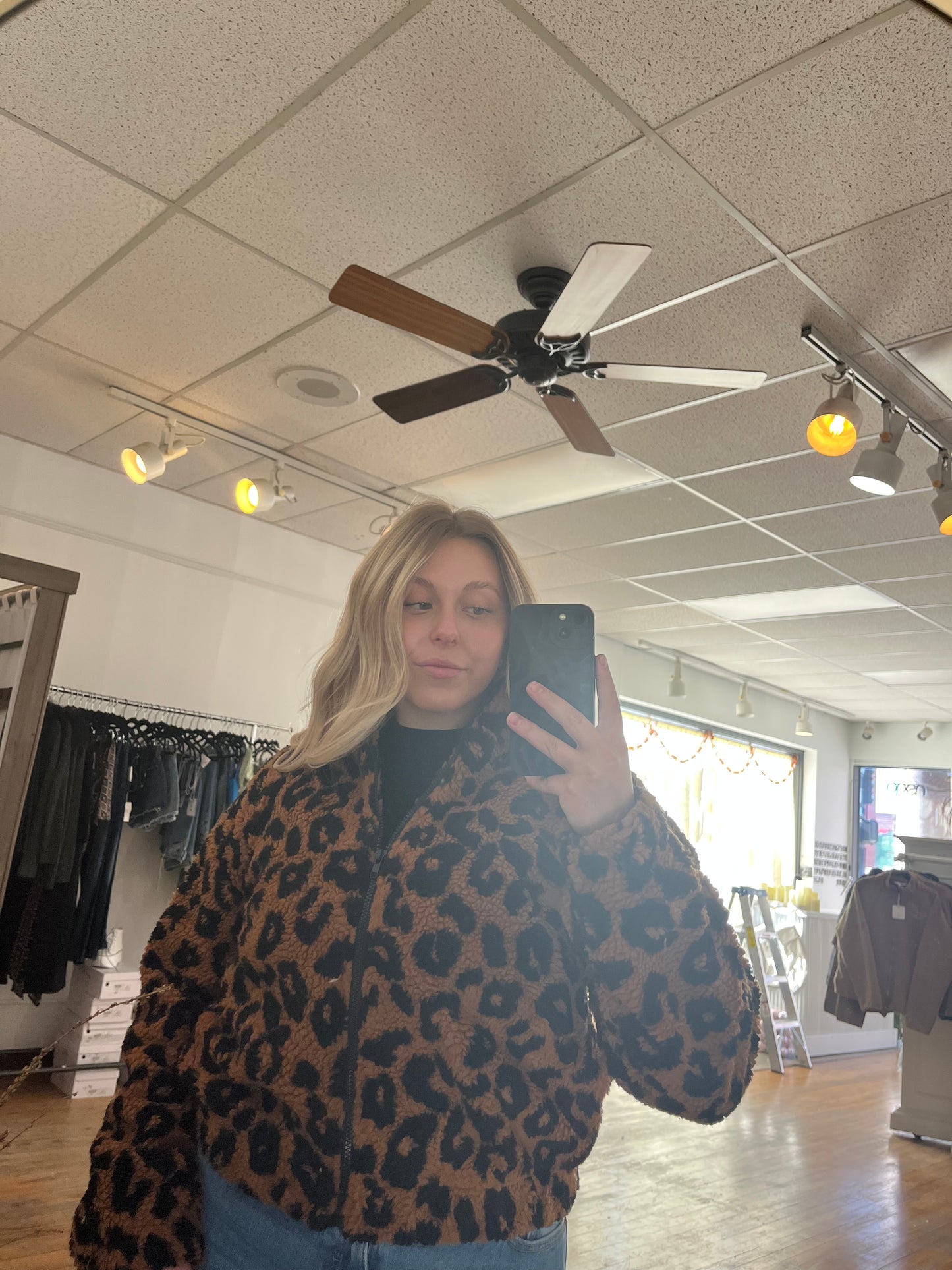 Leopard Sherpa Zip Up