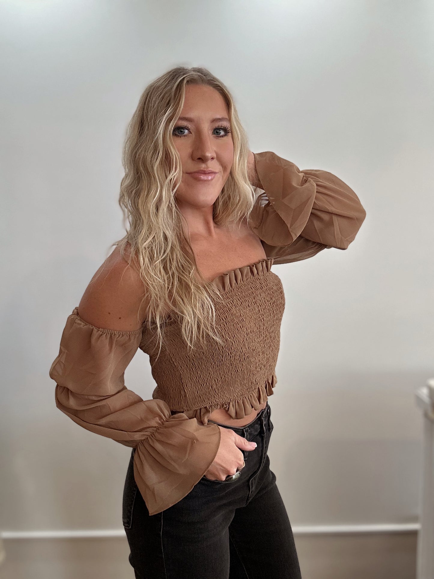 Reese  Off The Shoulder Smocked Top