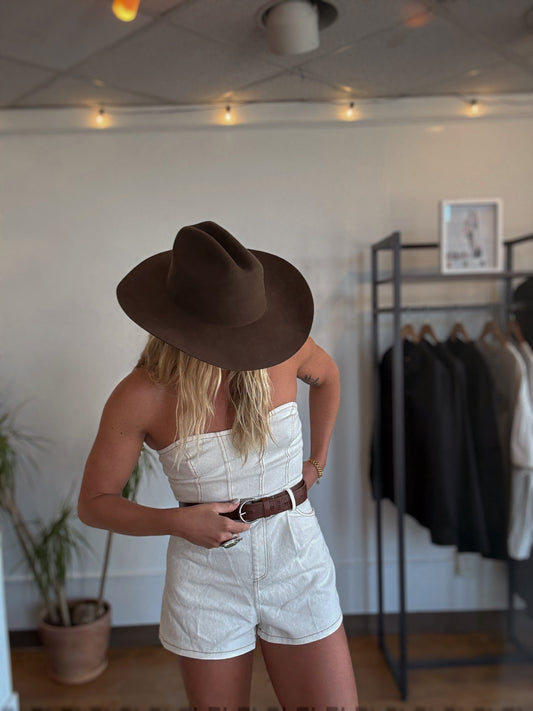 Indie Tube White Denim Romper