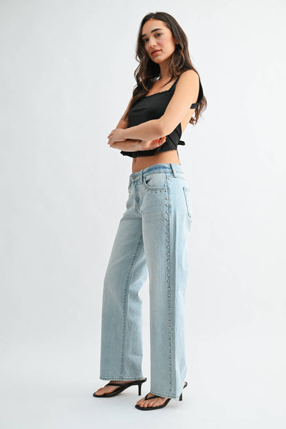 Low Rise Studded Baggy Jean